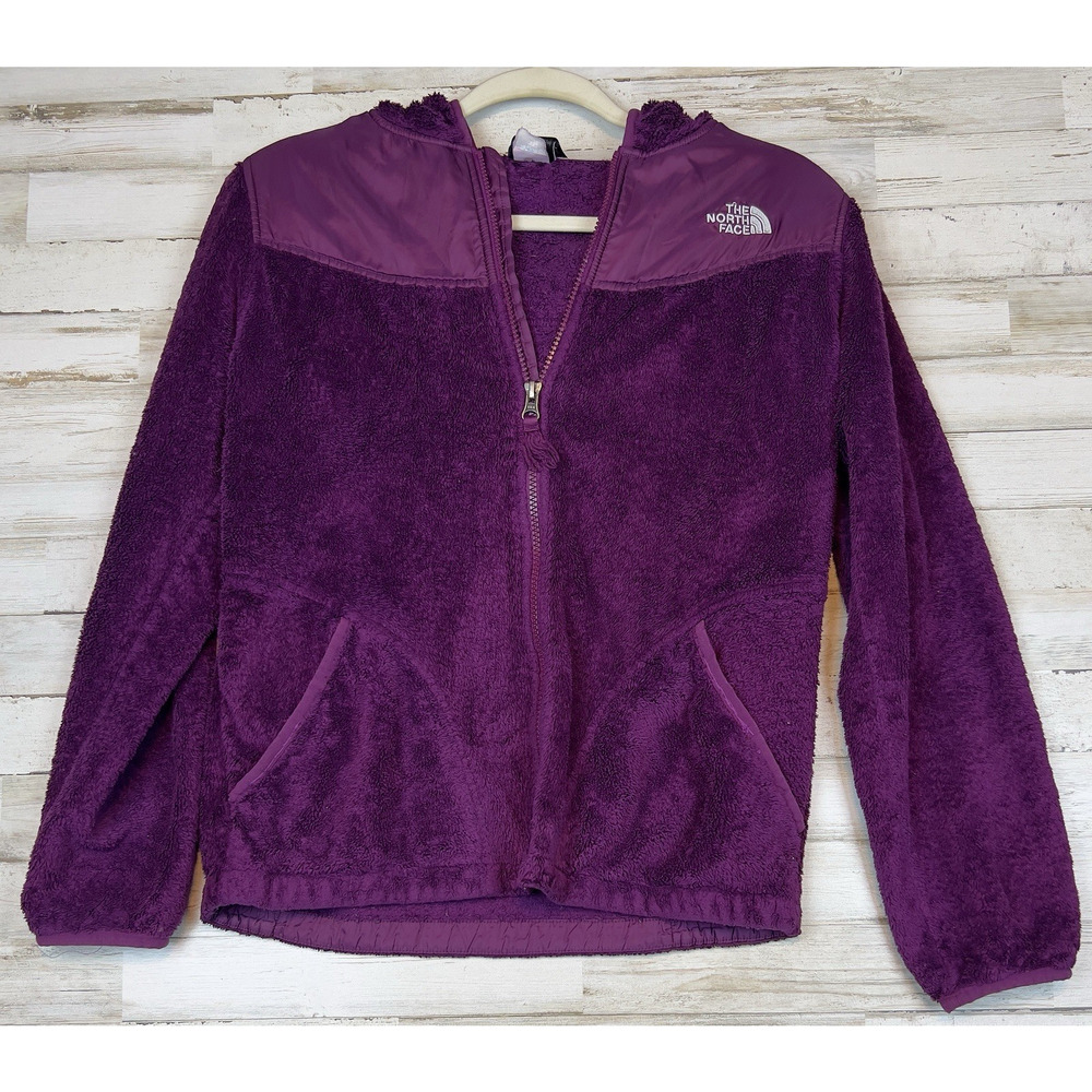 The North Face Girls Osito Fleece Jacket Hooded Purple Full Zip XL 18